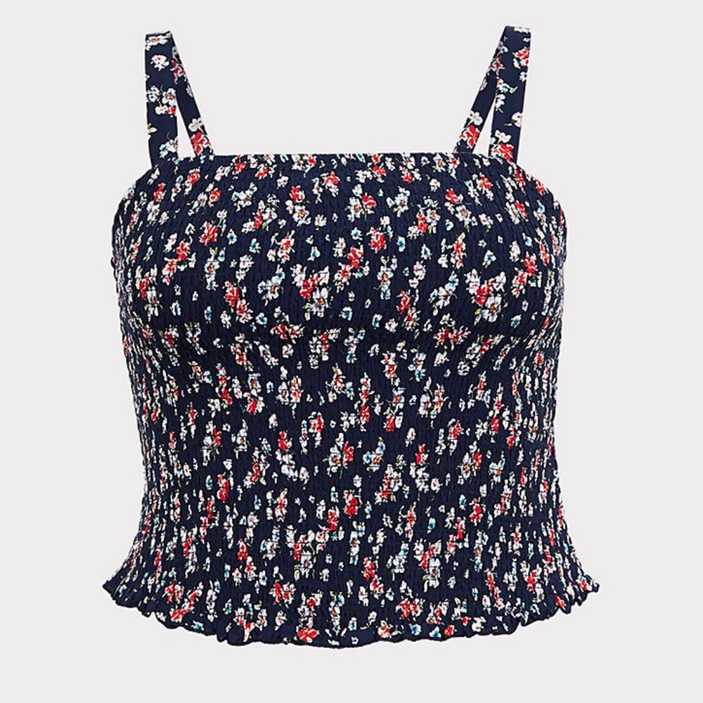 Torrid 1X XL Cami Top Floral Crop Smocked Ruffle_4